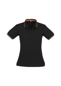 Jet Cotton Backed BIZCOOL Polo Shirt - Women - Black/Orange