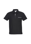 Edge Poly/Cotton Contrast Polo Shirt - Men - Black/Check Trim