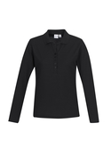 Crew Long Sleeve Poly/Cotton Polo Shirt - Women - Black
