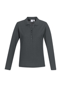 Crew Long Sleeve Poly/Cotton Polo Shirt - Women - Charcoal