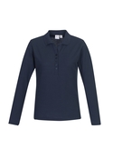Crew Long Sleeve Poly/Cotton Polo Shirt - Women - Navy