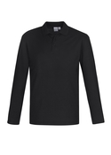 Crew Long Sleeve Poly/Cotton Polo Shirt - Men - Black