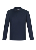 Crew Long Sleeve Poly/Cotton Polo Shirt - Men - Navy