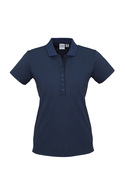 Shadow Cotton Blend Polo Shirt - Women - Carbon Blue