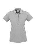 Shadow Cotton Blend Polo Shirt - Women - Silver Grey