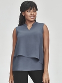 Seville Sleeveless Layered Blouse - Women - Storm Blue