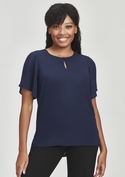 Vienna Short Sleeve Blouse - Women - Navy