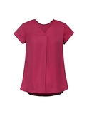 Kayla V-Neck Pleat Blouse - Women - Raspberry