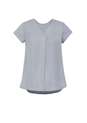 Kayla V-Neck Pleat Blouse - Women - Silver