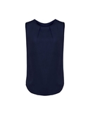 Estelle Sleeveless Pleat Detail Blouse - Women - Navy