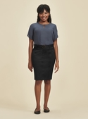 Traveller Mid Waist Stretch Chino Skirt - Women - Black