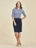 Traveller Mid Waist Stretch Chino Skirt - Women - Navy