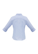 Luxe Cotton Mini Herringbone 3/4 Sleeve Shirt - Women - Back View