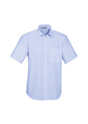 Poplin Short Sleeve Shirt - Men - Blue