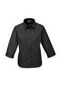 Base Poplin 3/4 Sleeve Shirt - Women - Black