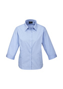 Base Poplin 3/4 Sleeve Shirt - Women - Blue
