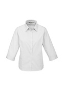 Base Poplin 3/4 Sleeve Shirt - Women - White