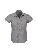 Edge Short Sleeve Check Shirt - Women - Black Mini Check