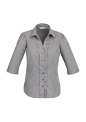 Edge Mini Check 3/4 Sleeve Shirt - Women - Black Mini Check