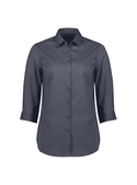 Mason 3/4 Sleeve Semi Fitted Cotton-rich Shirt - Women - Slate