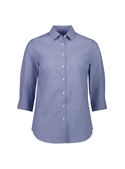 Conran 3/4 Sleeve Semi Fitted Cotton-rich Shirt - Women - French Blue/White