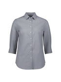 Conran 3/4 Sleeve Semi Fitted Cotton-rich Shirt - Women - Slate/White
