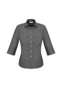 Ellison Cotton-Rich 3/4 Sleeve Check Shirt - Women - Black