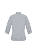 Ellison Cotton-Rich 3/4 Sleeve Check Shirt - Women - Back View