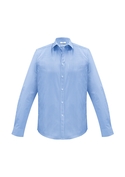 Euro Easy Care, Fine Stripe Long Sleeve Shirt - Men - Blue