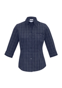 Harper 3/4 Sleeve Check Shirt - Women - Ink/Silver