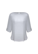 Madison Boatneck Mechanical Stretch Top - Women - Silver Mist