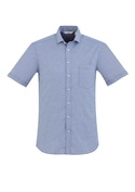 Short Sleeve Cotton-Rich Jagger Shirt - Men - French Blue