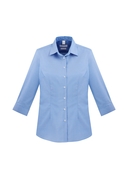 Regent 3/4 Sleeve 100% Cotton Shirt - Women - Blue