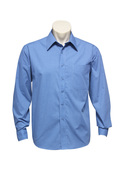 Long Sleeve Micro Check Shirt - Men - Mid Blue