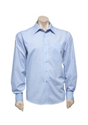 Long Sleeve Micro Check Shirt - Men - Sky