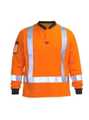 Hi Vis Long Sleeve Rugger Polo Shirt - Orange