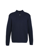 1/2 Zip Wool-Rich Merino Pullover - Men - Navy