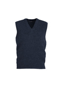 Wool Mix V-Neck Vest - Men - Navy
