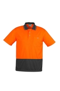 Basic Short Sleeve Hi Vis Polo Shirt - Unisex - Orange/Charcoal