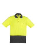 Basic Short Sleeve Hi Vis Polo Shirt - Unisex - Yellow/Charcoal