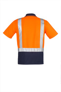 Spliced Short Sleeve Hi Vis Polo Shirt - Shoulder Taped - Men - Back View