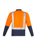Spliced Long Sleeve Hi Vis Polo Shirt - Shoulder Taped - Men - Back View