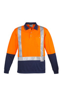 Spliced Long Sleeve Hi Vis Polo Shirt - Shoulder Taped - Men
