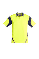 Aztec Hi Vis Day Only Short Sleeve Polo Shirt - Men - Yellow/Navy