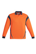 Aztec Hi Vis Day Only Long Sleeve Polo Shirt - Men - Orange/Navy