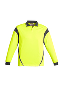 Aztec Hi Vis Day Only Long Sleeve Polo Shirt - Men - Yellow/Charcoal