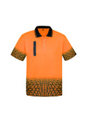 Hi Vis Tracks Polo Shirt - Men - Orange/Navy