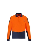 Flux Quick Dry Long Sleeve Hi Vis Polo Shirt - Men - Orange/Navy