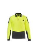 Flux Quick Dry Long Sleeve Hi Vis Polo Shirt - Men - Yellow/Charcoal