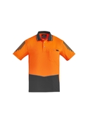 Flux Short Sleeve Hi Vis Polo Shirt - Men - Orange/Charcoal